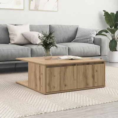 Produktbild von Couchtisch Eiche handwerklich 80 x 80 x 31 cm Holzwerkstoff, Couchtische Design Möbel Neu