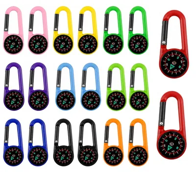 Imagen del producto de Mini brújula en llavero, de varios colores, 20 unidades, ideal para actividades al aire libre y senderismo