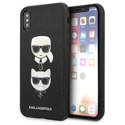 Image de Karl Lagerfeld Klhcpxsakickcbk Iphone X/Xs Black/Black Hardcase Saffiano Karl&Choupette Head