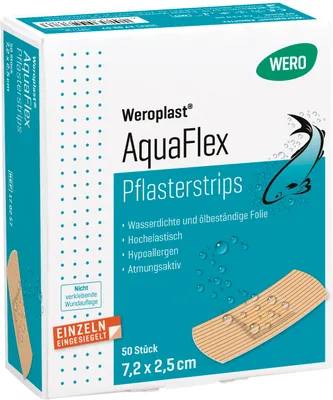 Produktbild von WERO Weroplast AquaFlex Pflasterstrips7,2 x 2,5 cm, 50 Stk/Pkg