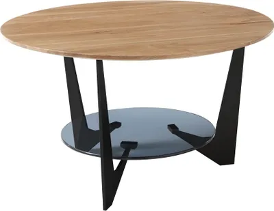 Produktbild von Couchtisch Cadiz rund | Ø70 | Eiche massiv / grau