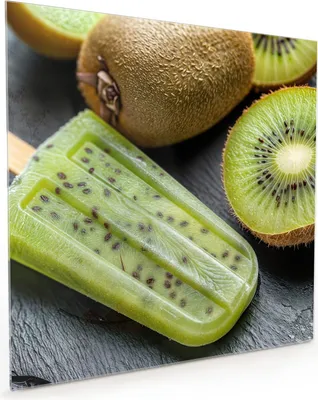 Produktbild von Küchenrückwand Spritzschutz Glas mit Motiv Kiwi Eis am Stiel 40 x 40 cm