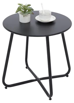 Produktbild von Runder Beistelltisch aus Metall mit verstellbaren Beinen (schwarz, Ø 45x45H cm)