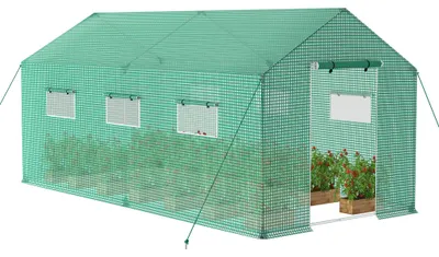 Productafbeelding van Tuinkas - Kweekkas - Serre - Groentekas - Tunnelkas - 4,5x2x2 Meter - Gegalvaniseerd Stalen Frame