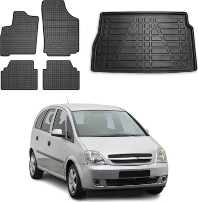 Produktbild von Fußmatten & Kofferraumwanne Set für Opel Meriva 2003-2010 Gummi TPE Schwarz 5x