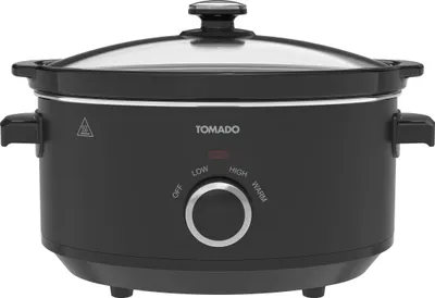 Produktbild von Tomado Slowcooker 3,5 Liter schwarz Keramik-Innentopf Warmhaltefunktion