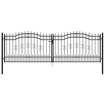 Produktbild von vidaXL Gartentor KAMPEN mit Speerspitze Schwarz 394,5 x 125 cm Stahl