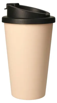 Zdjęcie produktu dla Ekologiczny kubek do kawy "Premium Deluxe" - kubek termiczny bez BPA wykonany z bioplastiku z 2-komponentowym zamknięciem - 350 ml izolowany kubek na wynos  Germany - morelowy