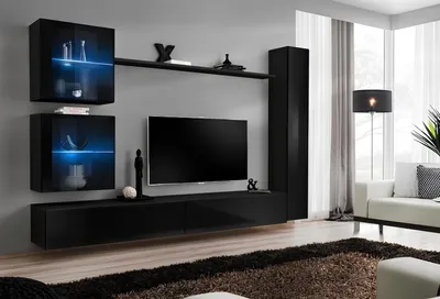 Image de Noir Ensemble Meuble Designer Meuble TV Moderne Nouveau