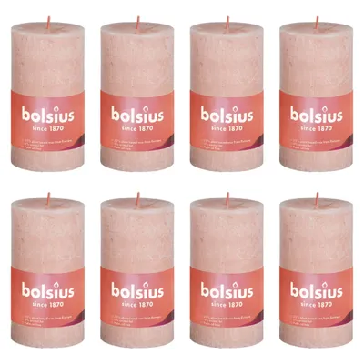 Produktbild von Bolsius Rustikale Stumpenkerzen Shine 8 Stk. 100x50 mm Nebelrosa