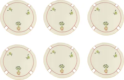 Produktbild von Betz 6 Deckchen mit Stickerei APFELBÄUMCHEN Farbe beige - Durchmesser 30 cm