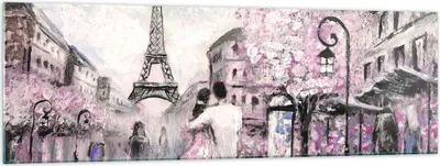 Produktbild von Bilder auf glas - Paris Weg Illustration eiffle - 160x50cm - Glasbilder - Wandbilder - Kunstdruck - zum Aufhängen bereit - Wanddekoration aus Glas - Glas Bilder - Wandbild auf Glas - GAB160x50-3149