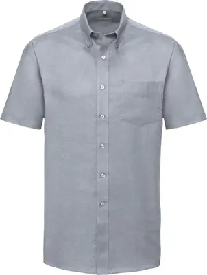 Produktbild von Russell Collection Oxford Herren Hemd, Kurzarm, pflegeleicht FK746 (Kragenweite 53) (Siblergrau)
