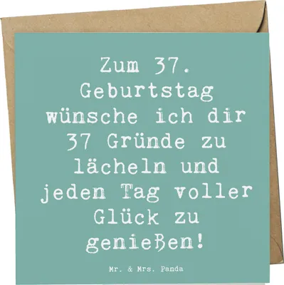 Produktbild von Mr. & Mrs. Panda Klappkarte Spruch 37. Geburtstag Glücksmomente - Meeresbrise - Geschenk, Freude schenken, Happy Birthday, Lebensfreude, Glückwunschkarte, doppelkarte