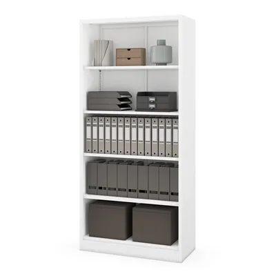 Produktbild von Jan Nowak Büroregal aus Metall, verschraubt, mit geschlossener Rückwand, weiß, 900 × 1950 × 400 mm: RUFUS