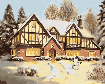 Produktbild von Zuty - Malen nach Zahlen - VERSCHNEITES HAUS MIT SCHNEEMANN (D. RUSTY RUST), 40x50 cm, ohne Keilrahmen