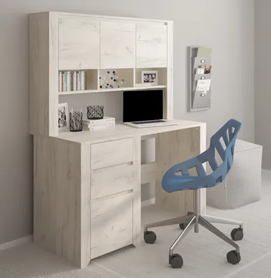 Immagine prodotto di Scrivania con piano contenitore per computer 118,7cm rovere bianco