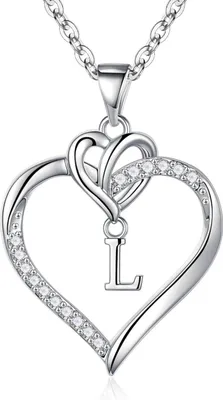 Image de TINGN or 14 carats/or blanc plaqué zirconium Cœur Lettres Chaîne Argent