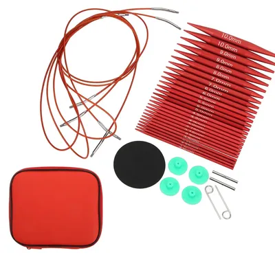 Produktbild von Auswechselbare Rundstricknadeln Set 3,0-10,0 mm – Aluminium Stricknadeln mit Aufbewahrungstasche, Austauschbare Rundstricknadeln