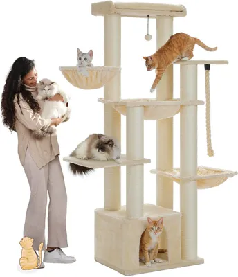 Produktbild von Purpurra Kratzbaum Extra-Dick Stämme XXL Stabil für Grosse Katzen, 114/170 cm