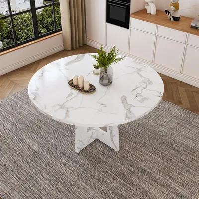Produktbild von STILVORA Esstisch rund für 4 Personen, Esszimmertisch mit 120 cm Durchmesser und 76 cm Höhe, Küchentisch für Esszimmer und Wohnzimmer geeignet