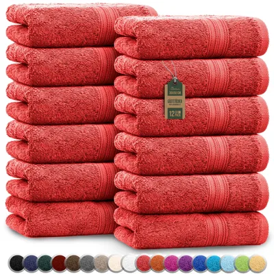 Produktbild von Frottier Gästetücher 12er Pack 30x50cm, 100% Baumwolle, Rot