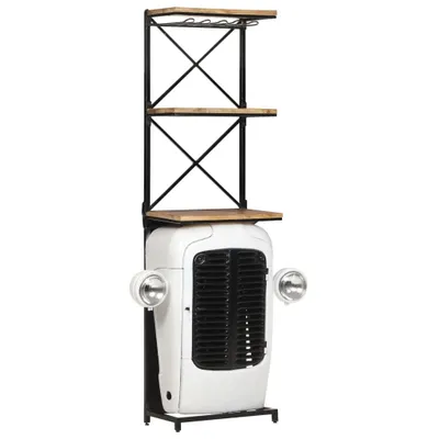 Obrázek produktu pro Stojan na víno traktor bílý 49x31x172cm hrubý masivní mangovník