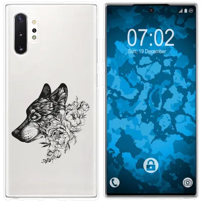 Produktbild von PhoneNatic Case kompatibel mit Samsung Galaxy Note 10+ Silikon-Hülle Floral Wolf M3-1