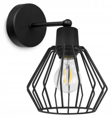 Obrázek produktu pro Nástěnná lampa Kinkiet z kovu a drátu, stínidlo, LED, moderní industriální styl