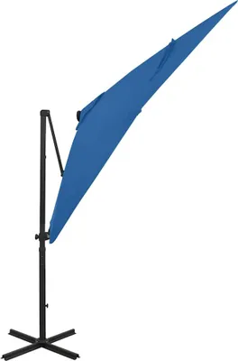 Produktbild von vidaXL Ampelschirm mit LED-Beleuchtung 250 cm Azurblau
