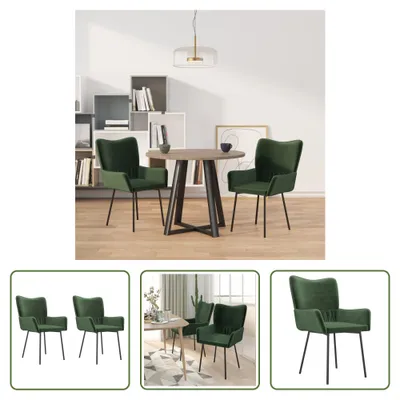 Produktbild von The Living Store Esszimmerstühle 2 Stk. Dunkelgrün Samt