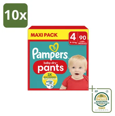 Obrázek produktu pro 10 kusů plenkových kalhotek Pampers Baby-Dry, velikost 4 – balení