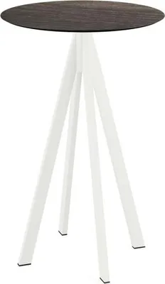 Obrázek produktu pro Infinity - Barový stůl, bílý rám + deska z HPL dřeva s říčním efektem, Ø70 cm, 1 kus