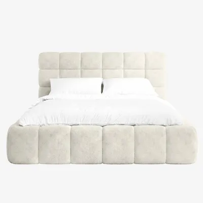 Produktbild von MNUUO Polsterbett CHOCCO mit Bettkasten Creme 140 x 200 cm Hebbarer Metall-Lattenrost