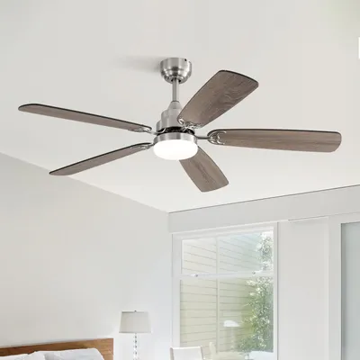 Produktbild von Sofucor Deckenventilator mit Licht und Fernbedienung, DC, 132 cm, 5 doppelfarbige Flügel, Nickel gebürstet
