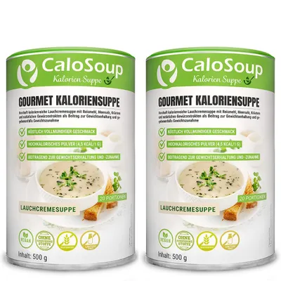 Produktbild von Hochkalorische Suppe für Gewichtszunahme I Nahrung hochkalorisch Gourmet Fertigsuppe mit vielen Kalorien I 20 Portionen CaloSoup (2 Lauchcreme Suppe)