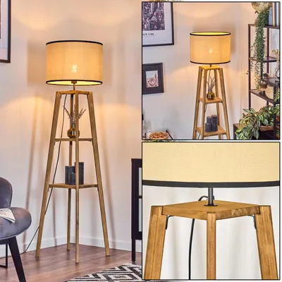 Produktbild von Tamarispa Stehlampe aus Holz/Stoff in Natur/Beige/Schwarz