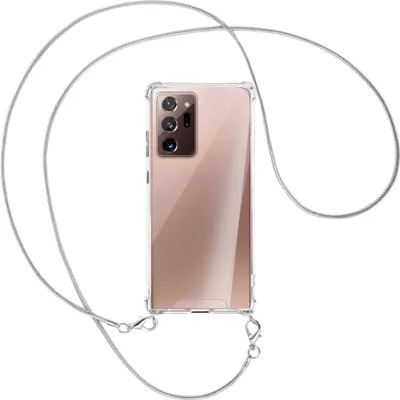 Produktbild von Handykette Backcover-Schutzhülle mit Band (Metall silberfarben) für Samsung Galaxy Note20 Ultra 4G,5G (N985,N986) - silberfarbene Kette Snake