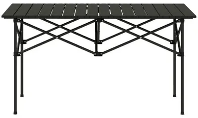 Produktbild von Klapptisch Campingtisch Aufrollbar X Rahmen Aluminium Leicht 2 Personen Falttisch Garten Balkon Schwarz 95 x 55 x 50 cm