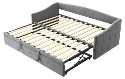 Image de Canapé-lit, design compact, style moderne et minimaliste, gris