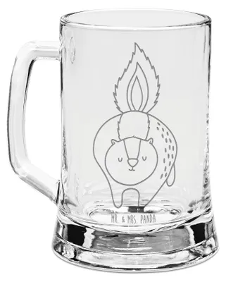 Produktbild von Mr. & Mrs. Panda Krug Stinktier Angriff - Transparent - Geschenk, wütend, Skunk, Glas Bierkrug, Seidel, Wildtier, Raubtier, Mit Gravur, Drohung, Humpen