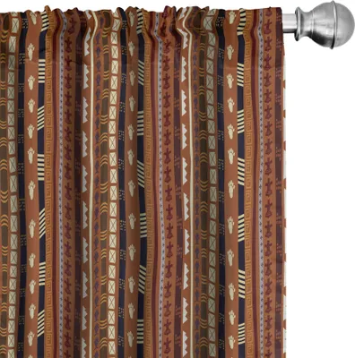 Immagine prodotto di ABAKUHAUS Tende tribali, tende, motivo etnico africano a strisce con dettagli astratti vintage e decorazioni culturali, 2 pezzi 75 x 225 cm, multicolore