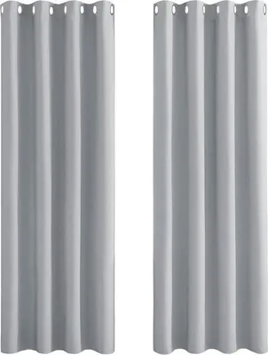 Produktbild von Unyqoos® Verdunkelungsvorhang 2er-Set 140 x 260 cm, Thermovorhang 230 g/m² mit Ösen (8×, Ø 4 cm), blickdicht 75–85%, schallmindernd, silbergrau