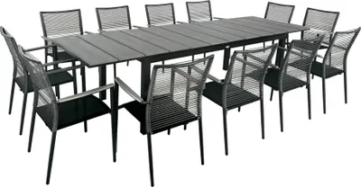 Produktbild von Gartenmöbel-Set BASITA 12 Personen – wetterfest, langlebig, Holzoptik – Grau