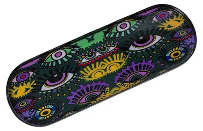 2er-Set Metalltabletts mit Augenmotiv, mehrfarbig, 11x31x1 cm