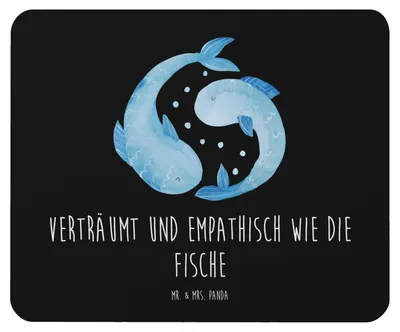 Produktbild von Mr. & Mrs. Panda Mousepad Sternzeichen Fische - Schwarz - Geschenk, Fisch, Mouse Pad, Sternbild, computer mauspad, laptop, Geburtstag Februar, pc, März