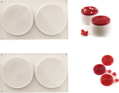 Produktbild von Spiral Silikonform - 2 Stück Patisserieform für die Herstellung von Regenbogenkuchen und Schokoladenkuchen