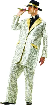 Produktbild von Millionärskostüm Kostüm Millionär Pimp Maske Prolet Zuhälter Kohle Money Geld Grün Gr. STD, Größe:L