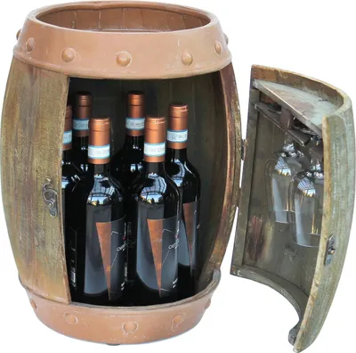 Produktbild von DanDiBo Weinregal Holz Weinfass Braun 44 cm 91361 Bar Flaschenregal Flaschenständer Klein Fass Holzfass