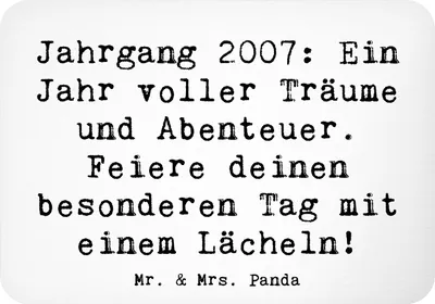 Produktbild von Mr. & Mrs. Panda magnet Spruch 2007 Geburtstag - Weiß - Geschenk, liebevolle Geschenke, besondere Momente, Kühlschrankmagnet, Erinnerungen, Dekomagnet, Happy Birthday